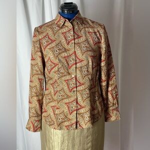 Talbots Silk Print Blouse